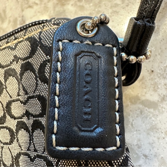 Coach Signature Black/ Gray Logo Canvas Leather Purse Y2K w/Sm Coin Purse - Picture 4 of 16